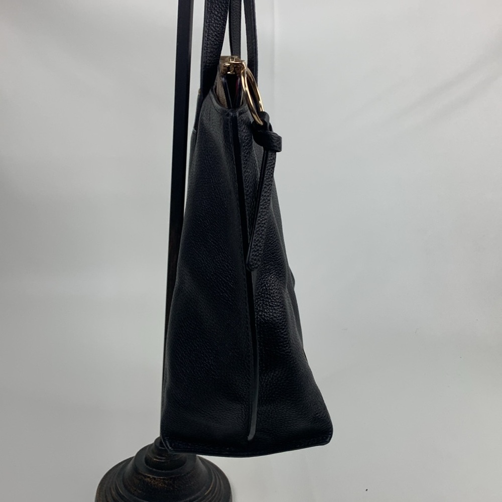 Coach Black Brown Pebbled Leather Signature C Tote shoulder bag Gold charm New - Picture 6 of 17
